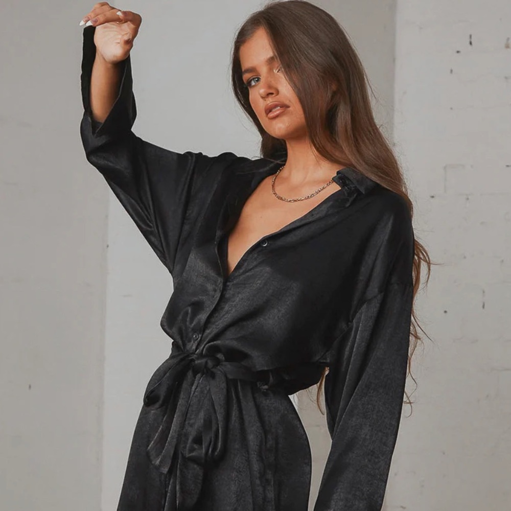 Peppermayo black mini shirt dress
